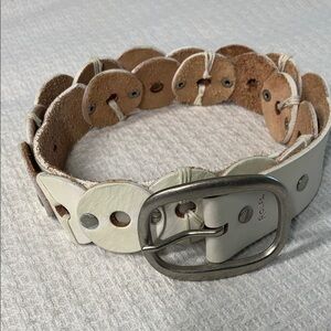 Rolf’s genuine leather off white circle and rivet belt size large